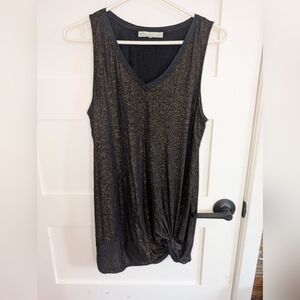 Cleo Black and Gold Sparkle Tank Top
